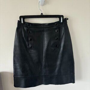 Vintage Leather Skirt with Snap Closure